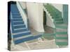 Detail of Painted Blue and Green Steps on Ios, Cyclades Islands, Greek Islands, Greece, Europe-Woolfitt Adam-Stretched Canvas