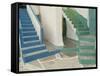 Detail of Painted Blue and Green Steps on Ios, Cyclades Islands, Greek Islands, Greece, Europe-Woolfitt Adam-Framed Stretched Canvas