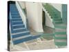 Detail of Painted Blue and Green Steps on Ios, Cyclades Islands, Greek Islands, Greece, Europe-Woolfitt Adam-Stretched Canvas