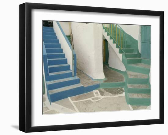 Detail of Painted Blue and Green Steps on Ios, Cyclades Islands, Greek Islands, Greece, Europe-Woolfitt Adam-Framed Photographic Print