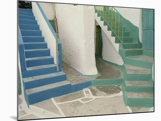 Detail of Painted Blue and Green Steps on Ios, Cyclades Islands, Greek Islands, Greece, Europe-Woolfitt Adam-Mounted Photographic Print