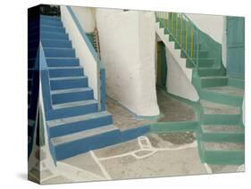 Detail of Painted Blue and Green Steps on Ios, Cyclades Islands, Greek Islands, Greece, Europe-Woolfitt Adam-Stretched Canvas