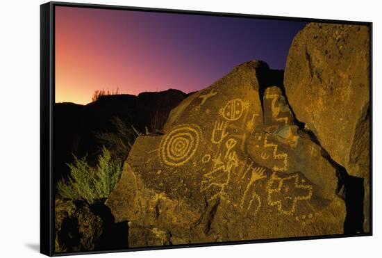Detail of Petroglyphs at Petroglyph National Monument-Danny Lehman-Framed Stretched Canvas
