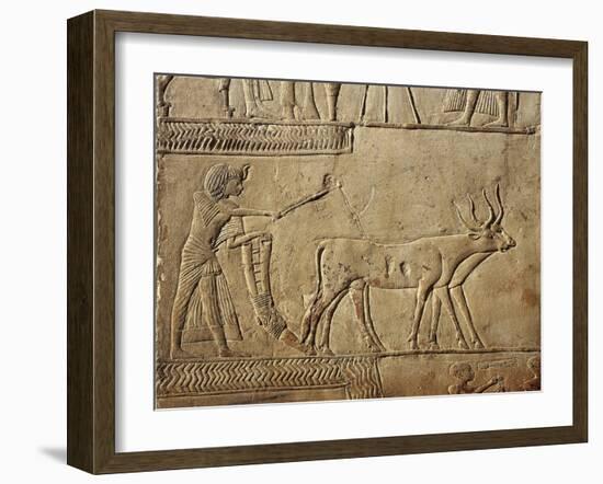 Detail of Pharaoh Ploughing in the Fields of Irau and Receiving the Harvest Offered by the Farmers-null-Framed Giclee Print