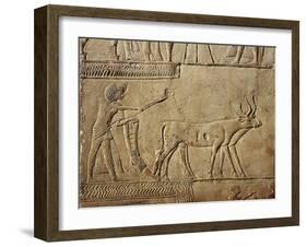 Detail of Pharaoh Ploughing in the Fields of Irau and Receiving the Harvest Offered by the Farmers-null-Framed Giclee Print