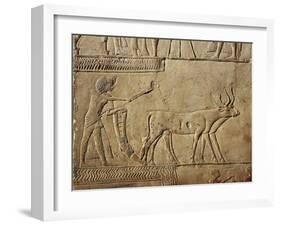 Detail of Pharaoh Ploughing in the Fields of Irau and Receiving the Harvest Offered by the Farmers-null-Framed Giclee Print