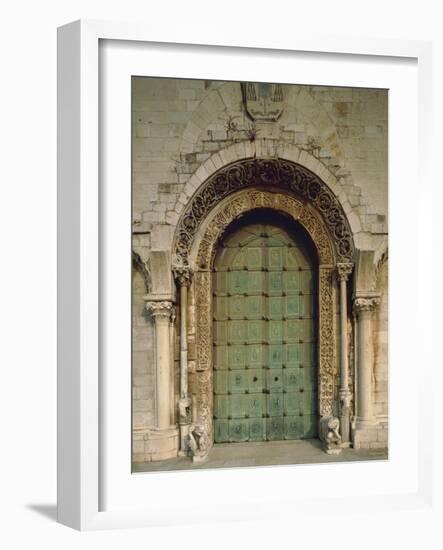 Detail of Portal of Cathedral of San Nicola Pellegrino, Trani, Apulia, Italy, 12th Century-null-Framed Giclee Print