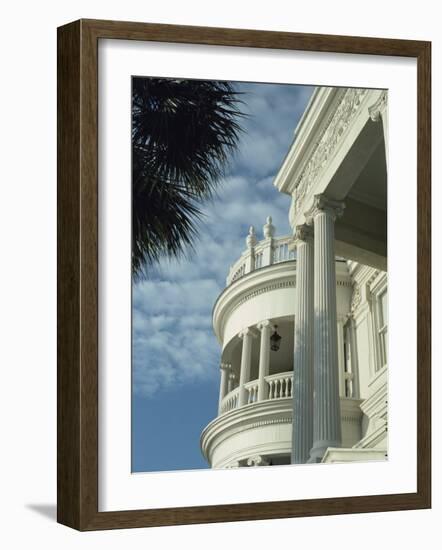 Detail of Portico and Ionic Columns of 25 East Battery, Charleston, South Carolina, USA-James Green-Framed Photographic Print