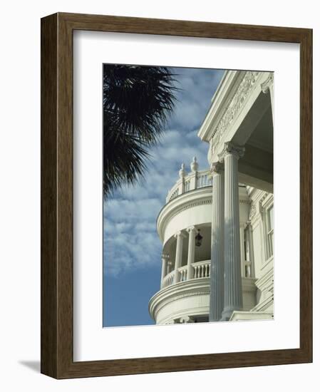 Detail of Portico and Ionic Columns of 25 East Battery, Charleston, South Carolina, USA-James Green-Framed Photographic Print