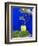 Detail of Potted Plant Against Blue Wall-Stephen Studd-Framed Photographic Print