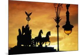 Detail of Quadriga by Johann Gottfriend Schadow atop the Brandenburg Gate in Berlin-Jon Hicks-Mounted Premium Photographic Print