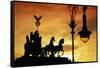 Detail of Quadriga by Johann Gottfriend Schadow atop the Brandenburg Gate in Berlin-Jon Hicks-Framed Stretched Canvas