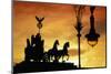 Detail of Quadriga by Johann Gottfriend Schadow atop the Brandenburg Gate in Berlin-Jon Hicks-Mounted Photographic Print