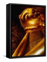 Detail of Reclining Buddha's Head at Wat Pho, Bangkok, Thailand-Ryan Fox-Framed Stretched Canvas