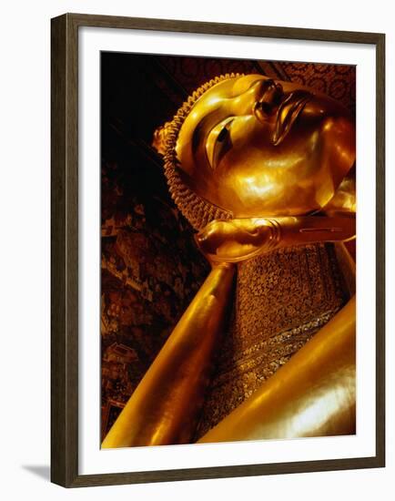 Detail of Reclining Buddha's Head at Wat Pho, Bangkok, Thailand-Ryan Fox-Framed Premium Photographic Print