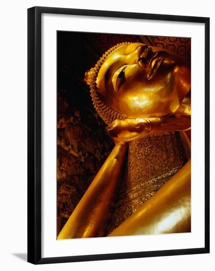 Detail of Reclining Buddha's Head at Wat Pho, Bangkok, Thailand-Ryan Fox-Framed Photographic Print