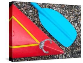 Detail of Red Kayak and Blue Paddle-David Wall-Stretched Canvas