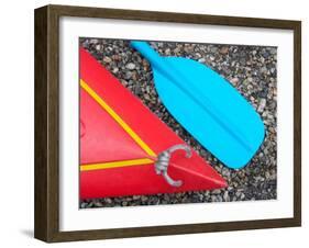 Detail of Red Kayak and Blue Paddle-David Wall-Framed Photographic Print