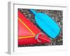 Detail of Red Kayak and Blue Paddle-David Wall-Framed Photographic Print