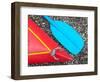 Detail of Red Kayak and Blue Paddle-David Wall-Framed Photographic Print