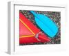 Detail of Red Kayak and Blue Paddle-David Wall-Framed Photographic Print