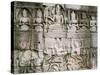 Detail of Reliefs, the Bayon, Angkor, Unesco World Heritage Site, Siem Reap, Cambodia-Bruno Morandi-Stretched Canvas