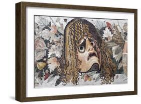 Detail of Roman Mosaic Depicting Tragic Mask with Leaves and Fruit-null-Framed Giclee Print