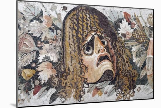 Detail of Roman Mosaic Depicting Tragic Mask with Leaves and Fruit-null-Mounted Giclee Print