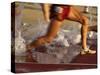 Detail of Runners Feet in Water Jump of Steeplechase Race-null-Stretched Canvas