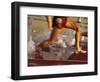 Detail of Runners Feet in Water Jump of Steeplechase Race-null-Framed Photographic Print