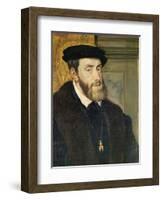 Detail of Seated Portrait of Emperor Charles V (1488-1576) 1548-Titian (Tiziano Vecelli)-Framed Giclee Print