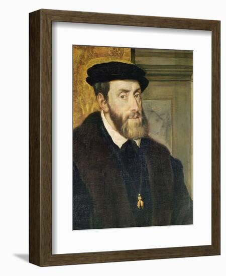 Detail of Seated Portrait of Emperor Charles V (1488-1576) 1548-Titian (Tiziano Vecelli)-Framed Giclee Print