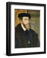 Detail of Seated Portrait of Emperor Charles V (1488-1576) 1548-Titian (Tiziano Vecelli)-Framed Giclee Print