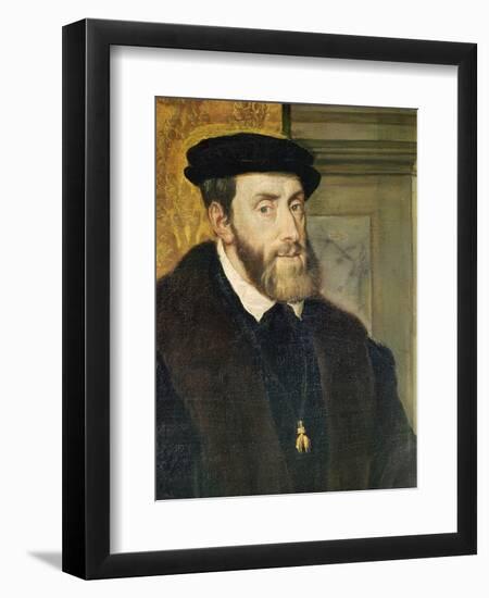 Detail of Seated Portrait of Emperor Charles V (1488-1576) 1548-Titian (Tiziano Vecelli)-Framed Giclee Print