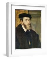 Detail of Seated Portrait of Emperor Charles V (1488-1576) 1548-Titian (Tiziano Vecelli)-Framed Giclee Print