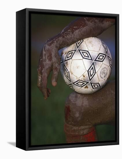 Detail of Soccer Playerand Ball-null-Framed Stretched Canvas