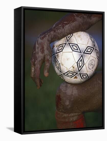 Detail of Soccer Playerand Ball-null-Framed Stretched Canvas