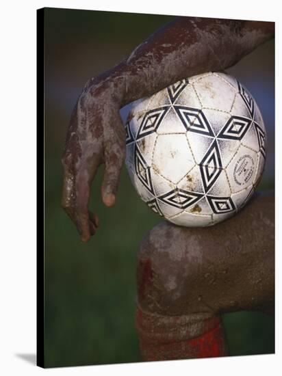 Detail of Soccer Playerand Ball-null-Stretched Canvas