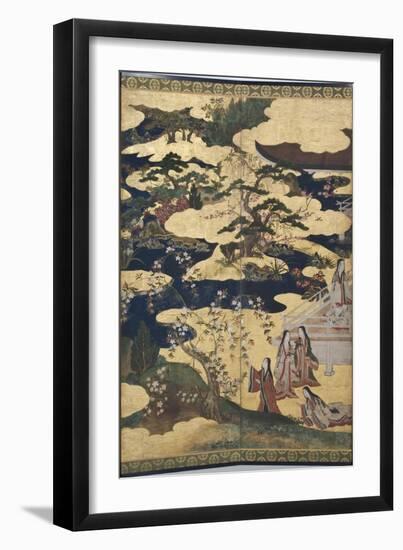 Detail of Spring in the Palace, Six-Fold Screen from 'The Tale of Genji', C.1650-Japanese-Framed Giclee Print