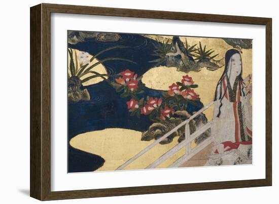 Detail of Spring in the Palace, Six-Fold Screen from 'The Tale of Genji', C.1650-Japanese-Framed Giclee Print