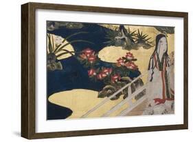 Detail of Spring in the Palace, Six-Fold Screen from 'The Tale of Genji', C.1650-Japanese-Framed Giclee Print