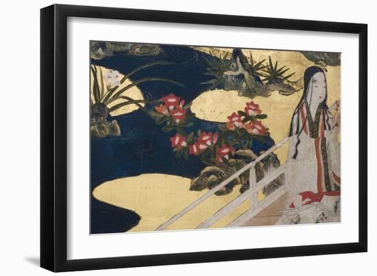 Detail of Spring in the Palace, Six-Fold Screen from 'The Tale of Genji', C.1650-Japanese-Framed Giclee Print