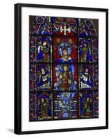 Detail of stained glass representing, Madonna and Child, Chartres Cathedral, Chartres, Eure-et-L...-Panoramic Images-Framed Photographic Print