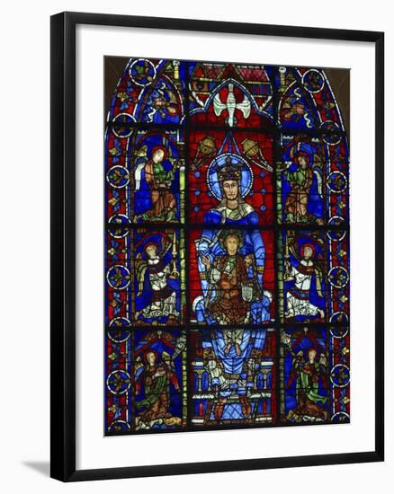 Detail of stained glass representing, Madonna and Child, Chartres Cathedral, Chartres, Eure-et-L...-Panoramic Images-Framed Photographic Print