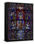 Detail of stained glass representing, Madonna and Child, Chartres Cathedral, Chartres, Eure-et-L...-Panoramic Images-Framed Stretched Canvas