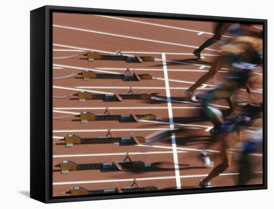 Detail of Start of Womens 100M Race-Steven Sutton-Framed Stretched Canvas