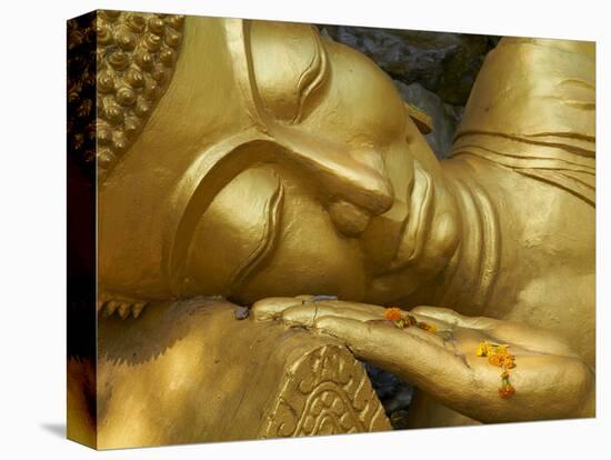 Detail of Statue of Buddha, Phu Si Hill, Luang Prabang, UNESCO World Heritage Site, Laos, Indochina-null-Stretched Canvas