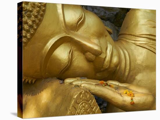 Detail of Statue of Buddha, Phu Si Hill, Luang Prabang, UNESCO World Heritage Site, Laos, Indochina-null-Stretched Canvas