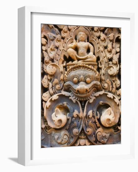 Detail of Stone Carvings, Banteay Srei, Angkor, Cambodia, Indochina-Jochen Schlenker-Framed Photographic Print