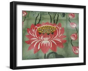 Detail of Temple Lotus Flower Tile Floor, Thai Buddhist Temple, Island of Penang, Malaysia-Cindy Miller Hopkins-Framed Photographic Print